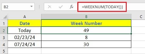 Calculate the current week number using the Weeknum function in Excel.