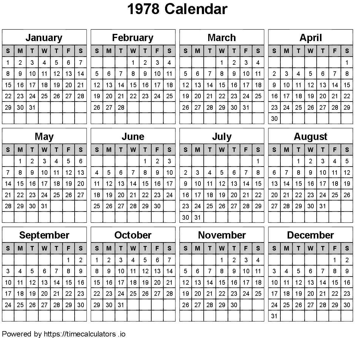 1978 Landscape Calendar