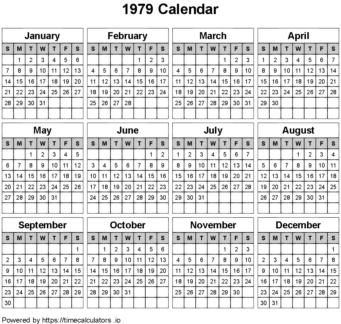 1979 Landscape Calendar