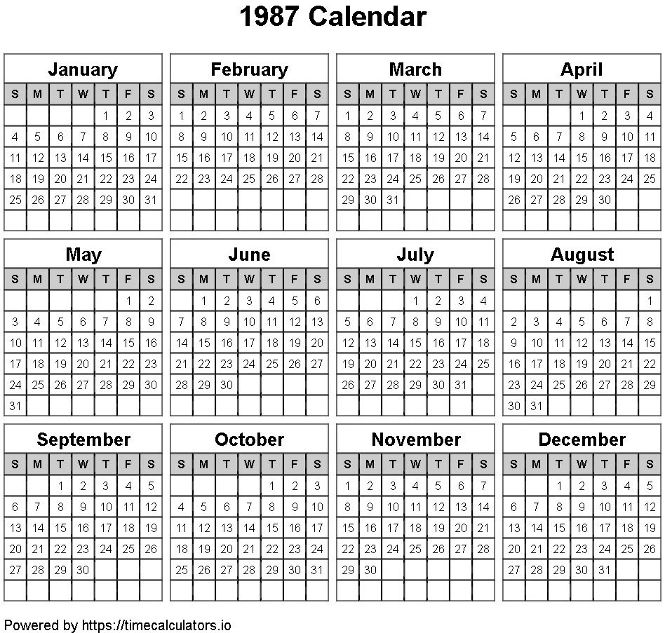 1987 Landscape Calendar
