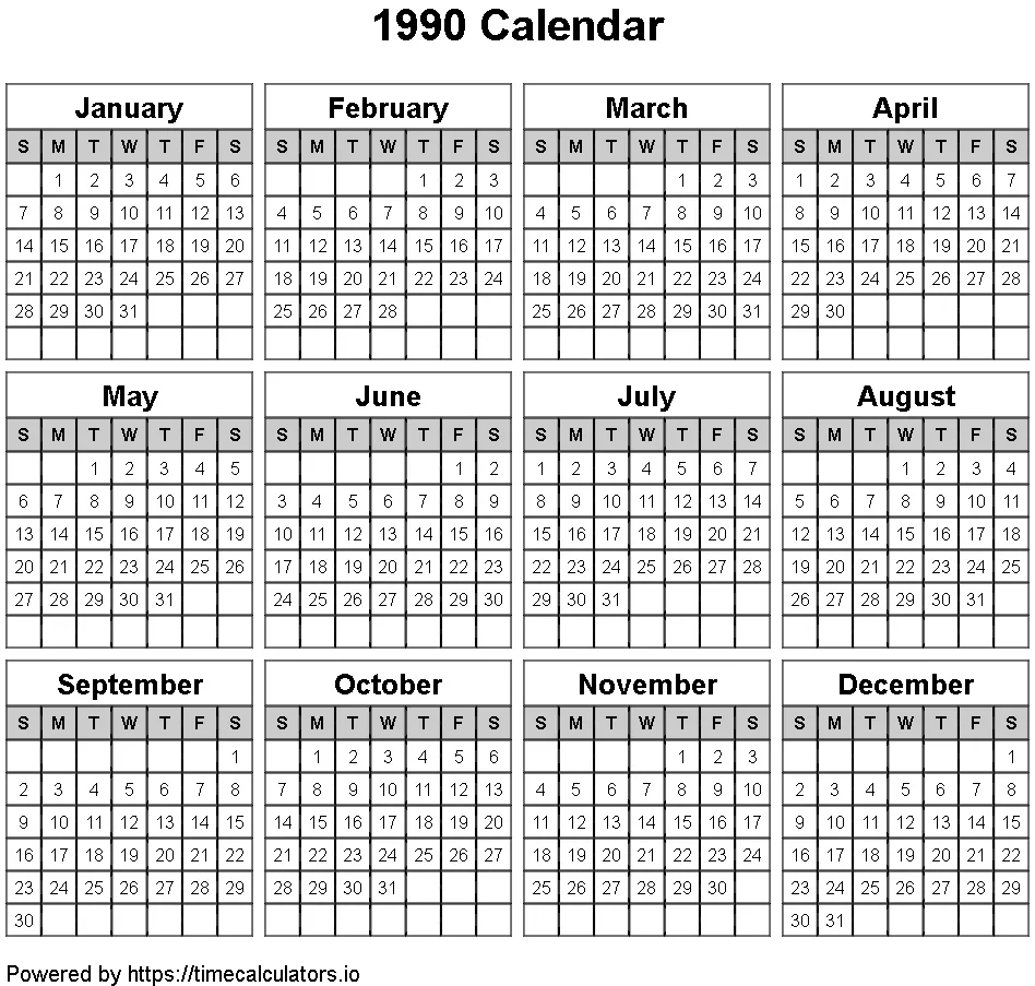 1990 Landscape Calendar