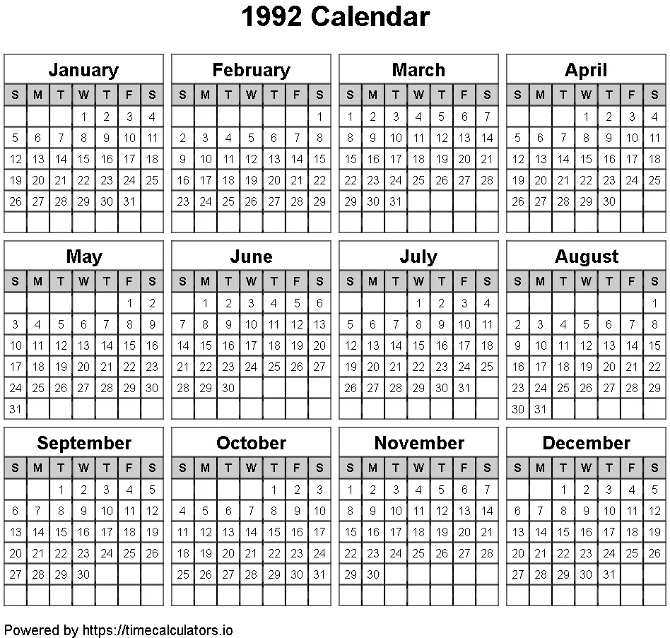 1992 Landscape Calendar