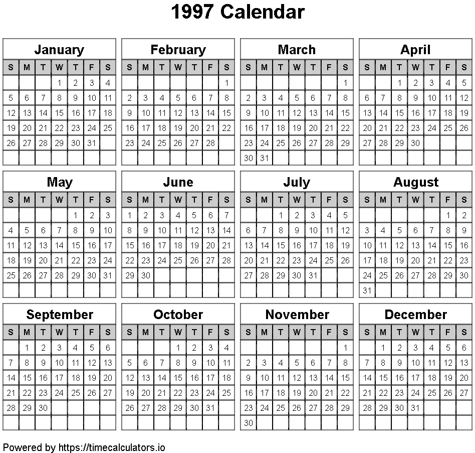 1997 Landscape Calendar