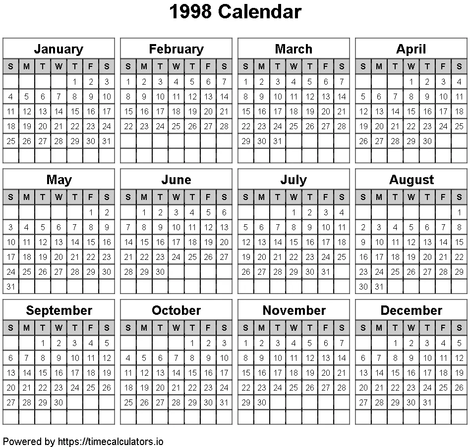 1998 Landscape Calendar