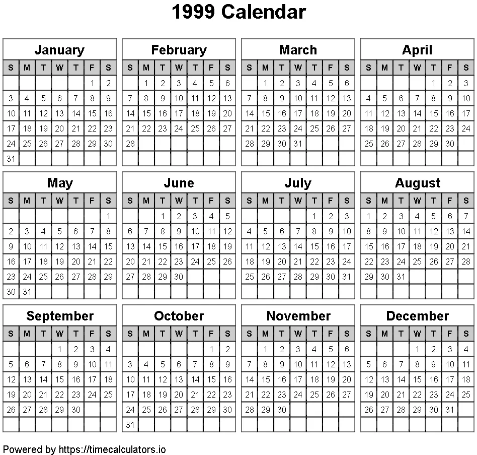 1999 Landscape Calendar