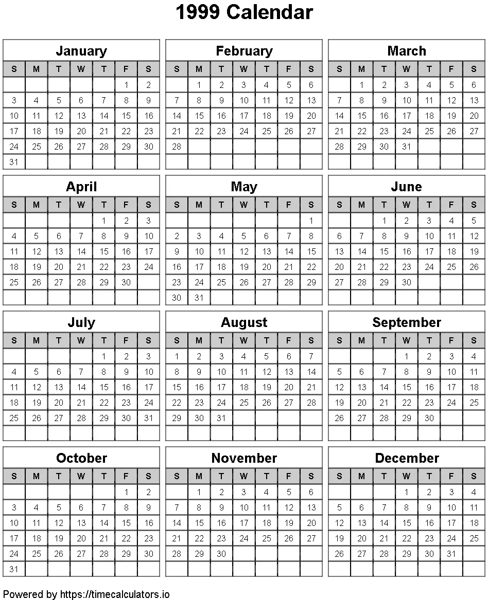 1999 Portrait Calendar
