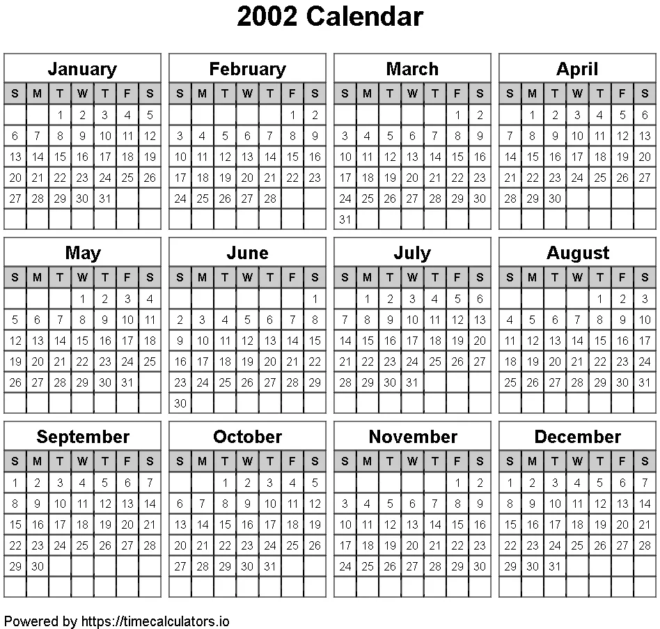 2002 Landscape Calendar