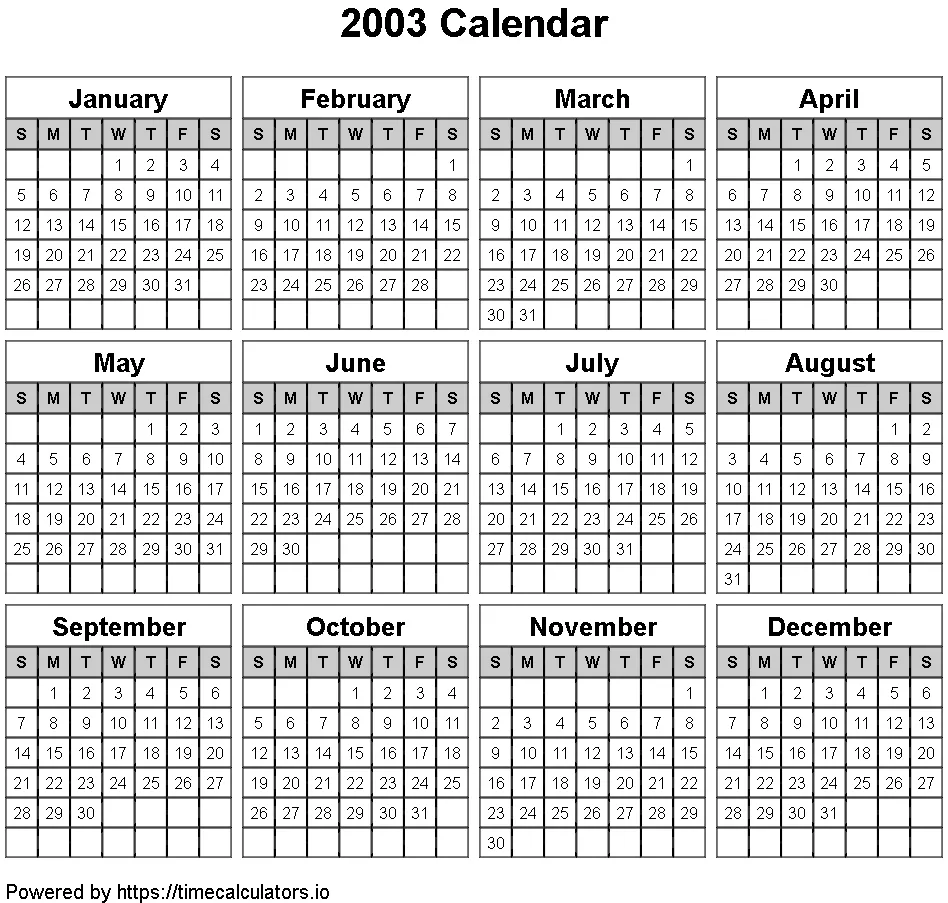 2003 Landscape Calendar