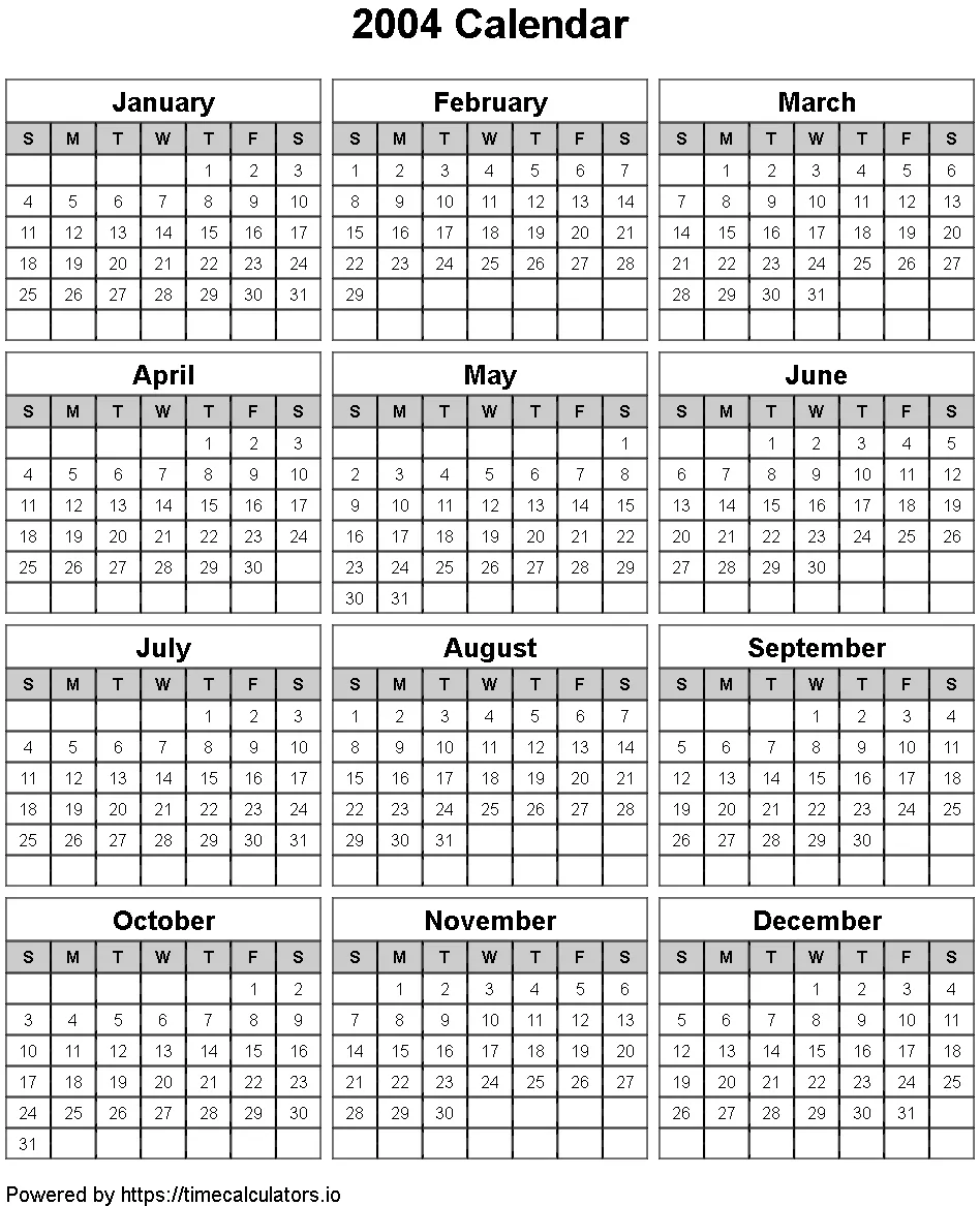 2004 Portrait Calendar