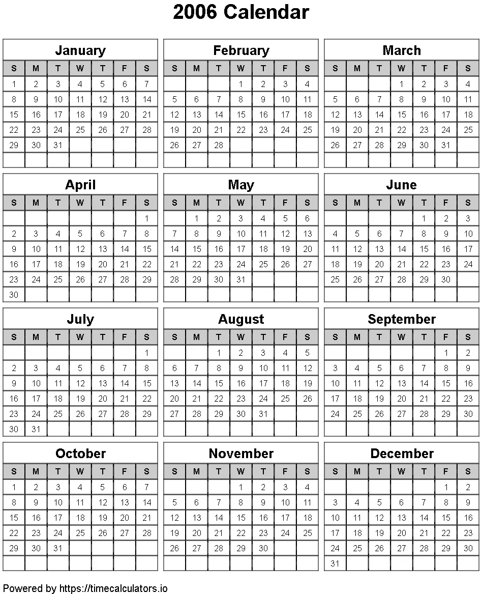 2006 Portrait Calendar