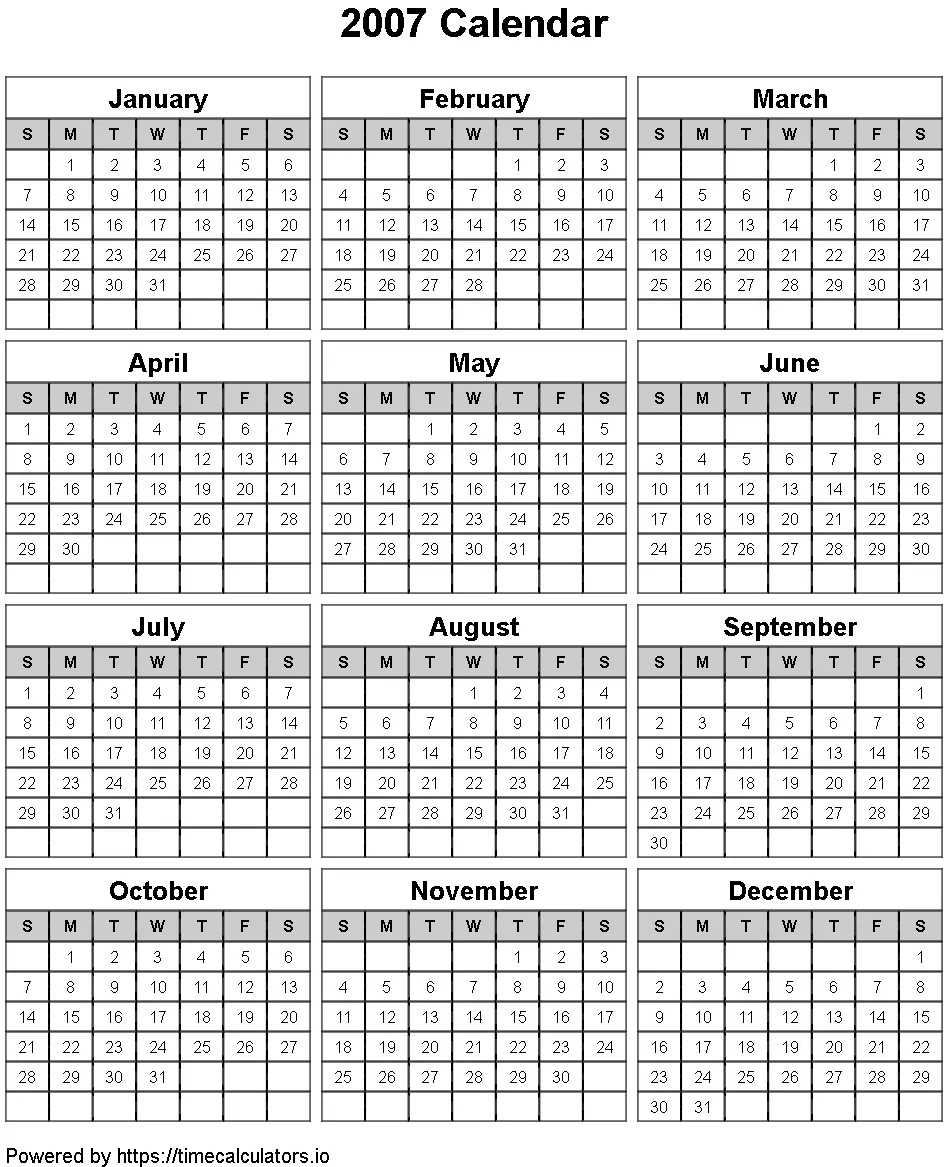 2007 Portrait Calendar