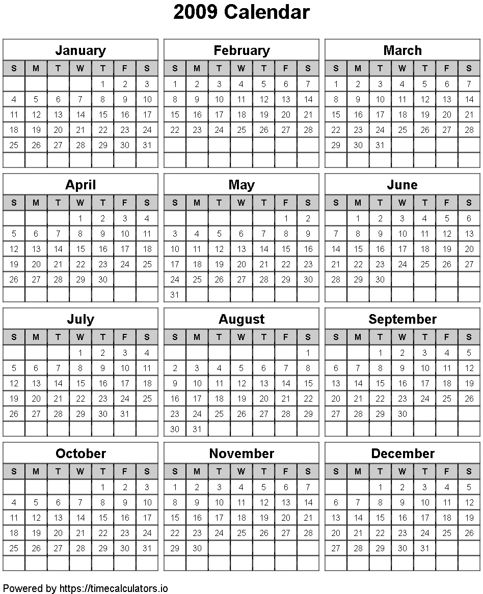 2009 Portrait Calendar