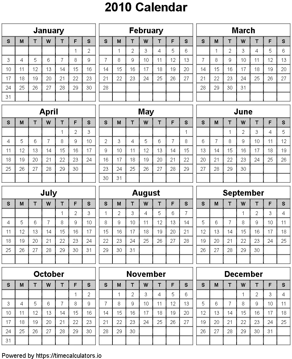 2010 Portrait Calendar