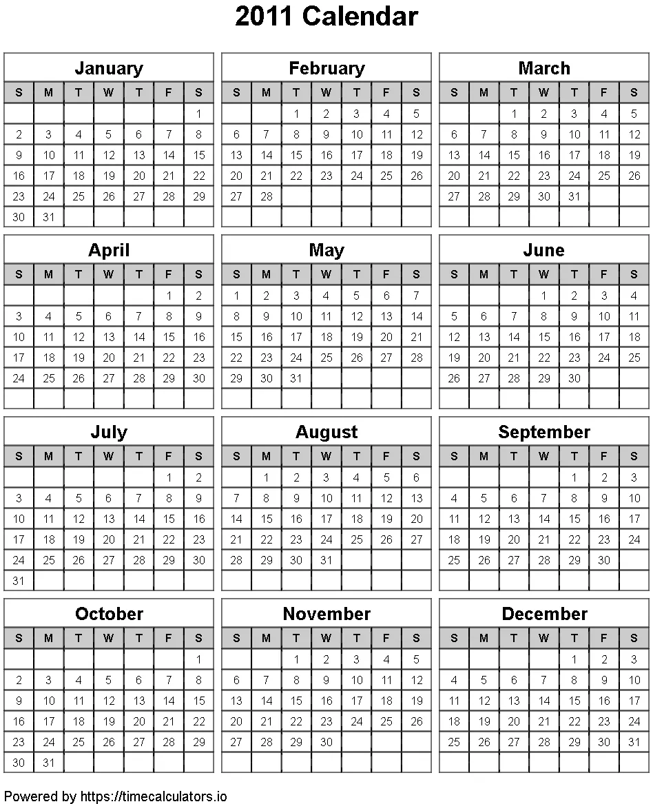 2011 Portrait Calendar