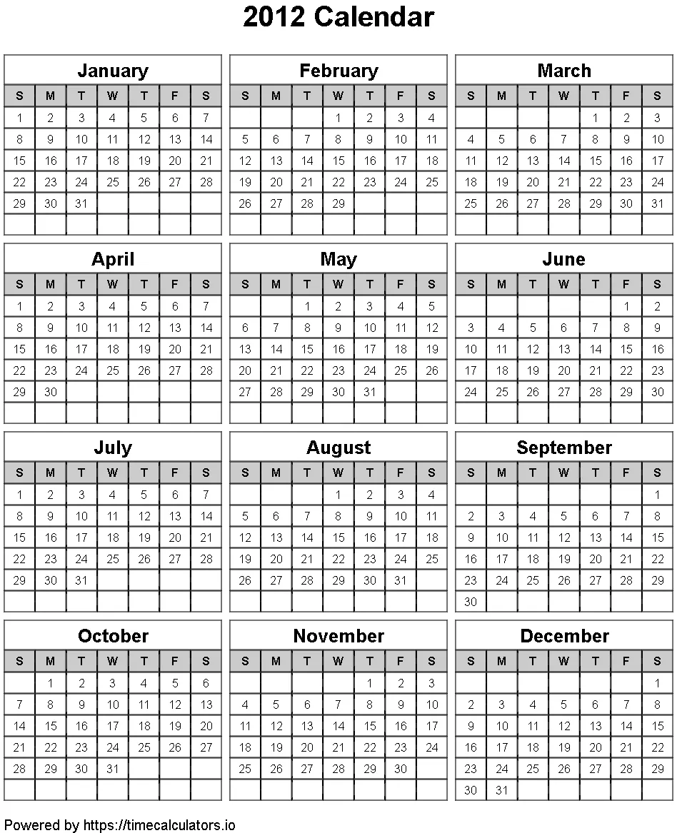 2012 Portrait Calendar