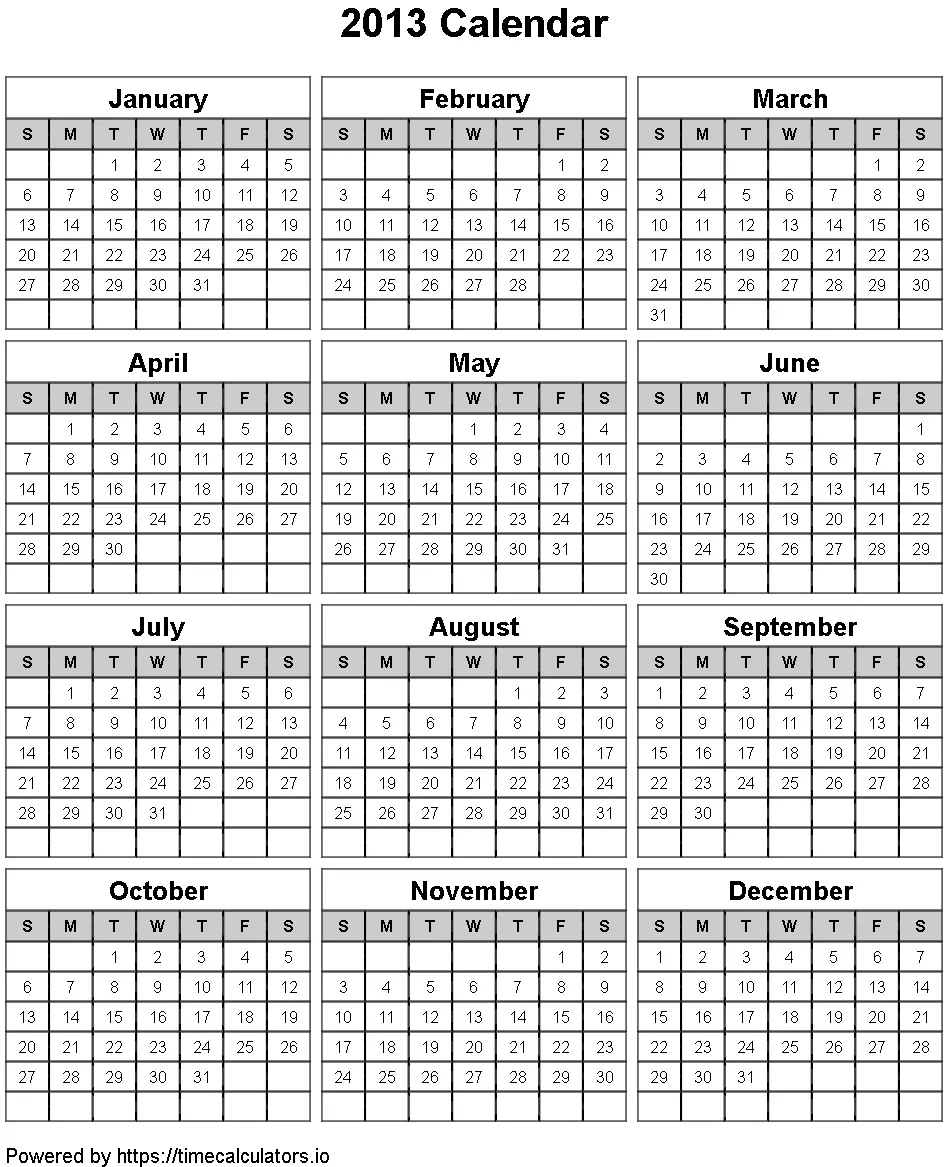 2013 Portrait Calendar