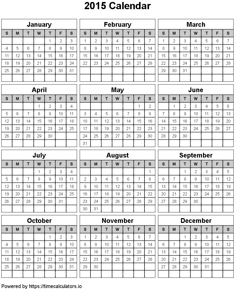 2015 Portrait Calendar