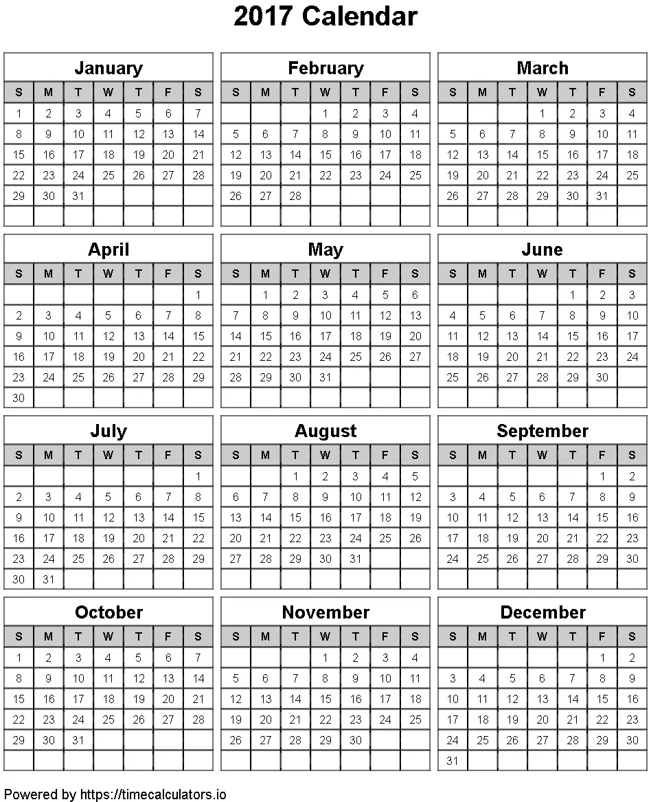 2017 Portrait Calendar