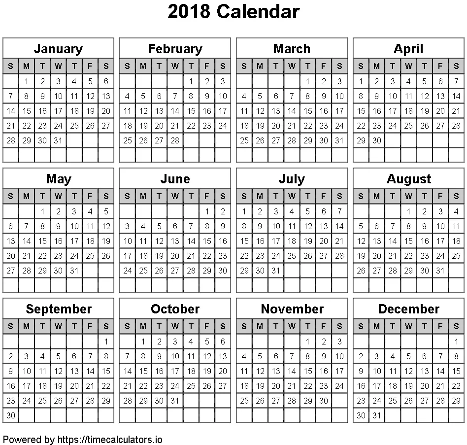 2018 Landscape Calendar