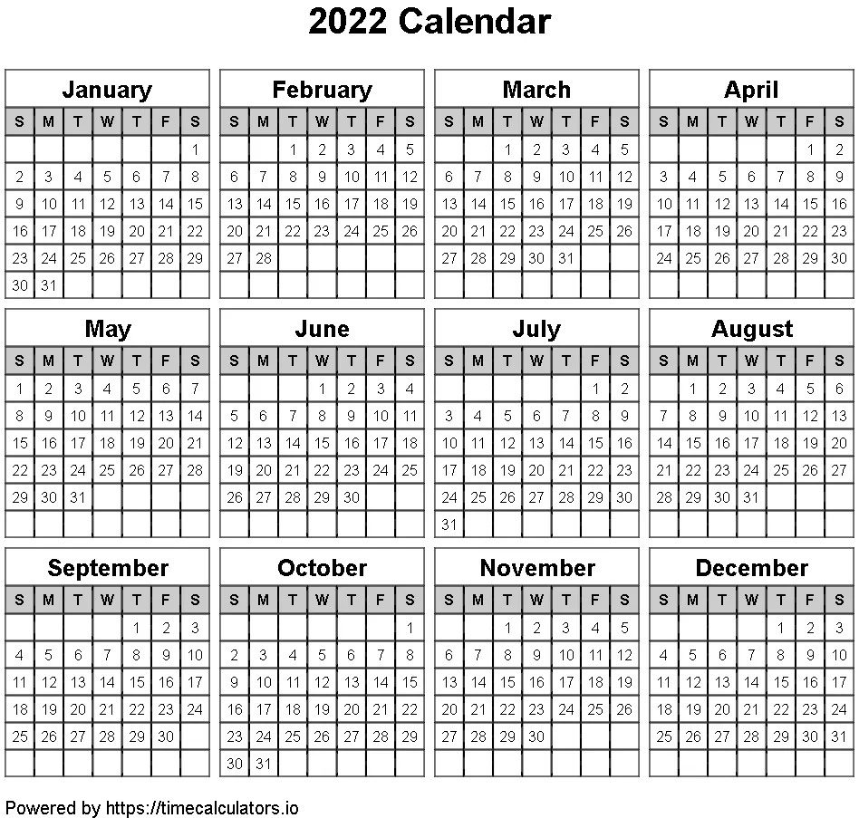2022 Landscape Calendar