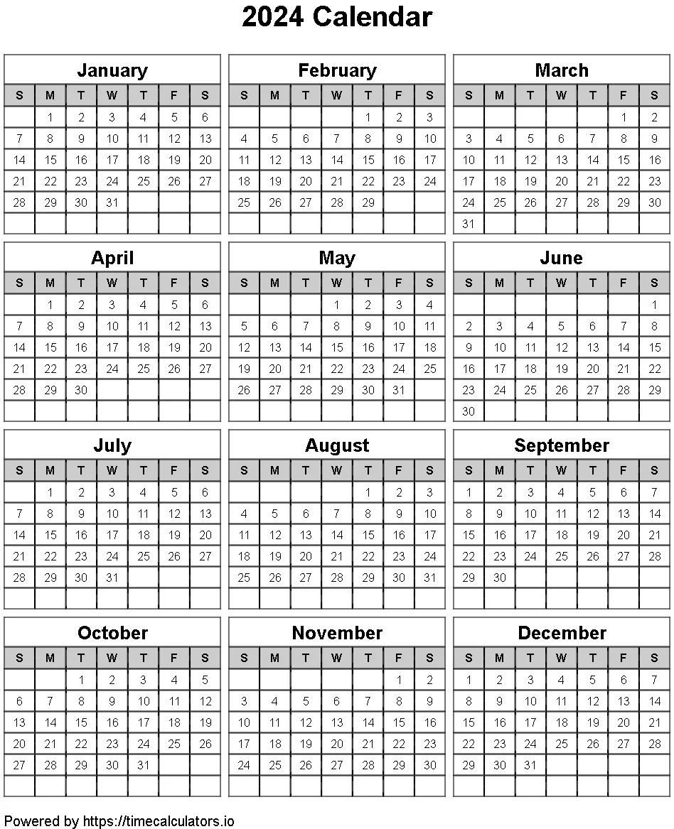 2024 Portrait Calendar