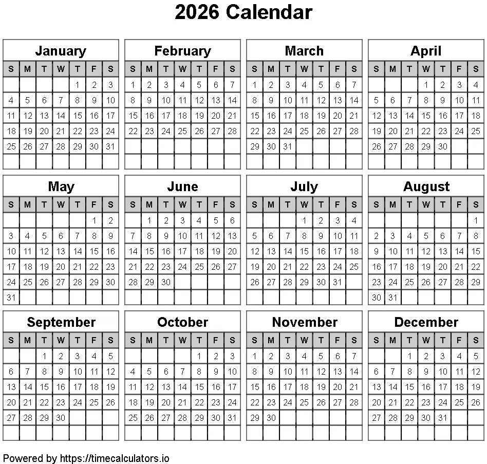 2026 Landscape Calendar